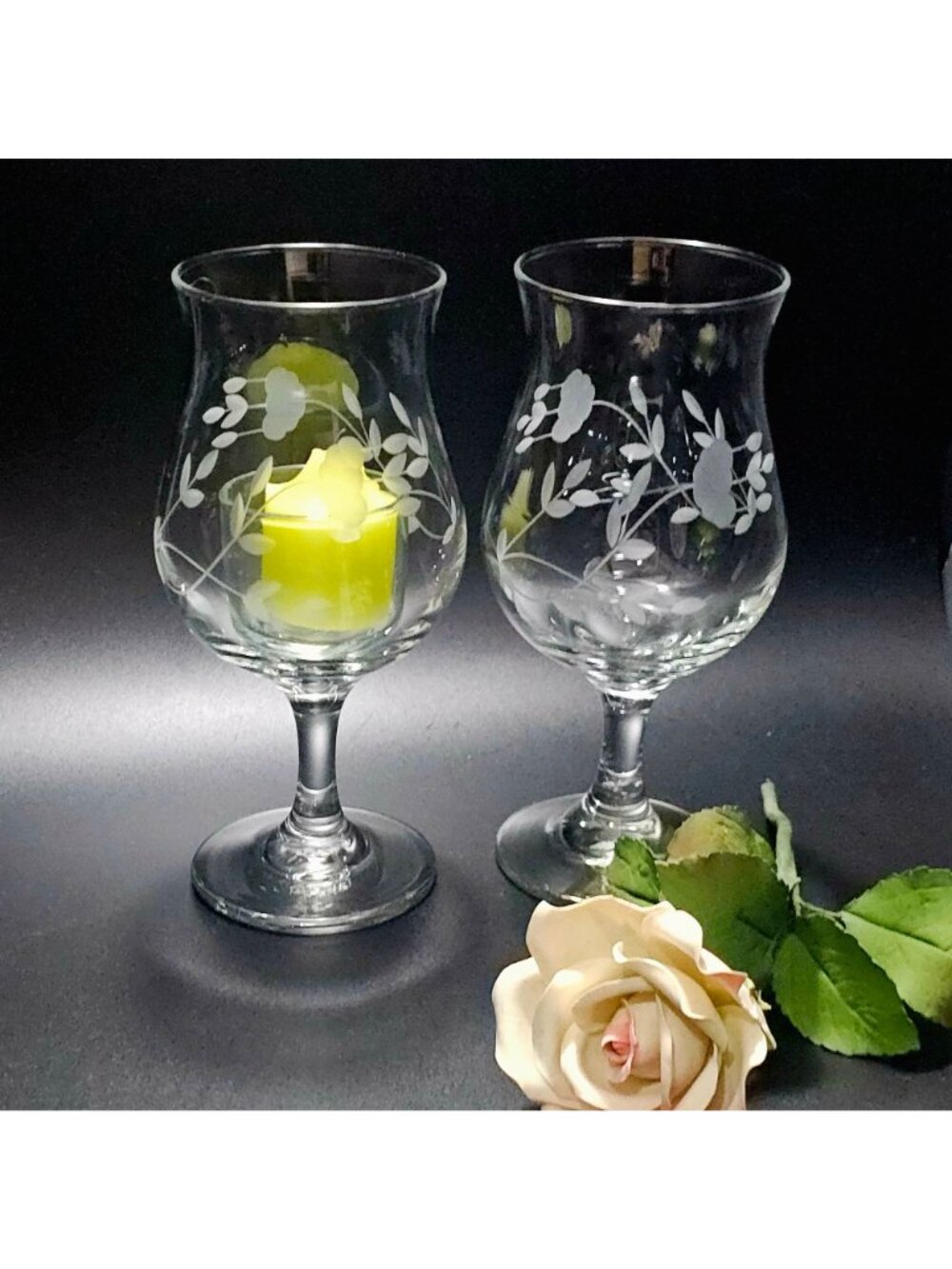 2 Princess House Heritage Candleholder 7" votive tealight vtg 1990s romantic cry - Picture 2 of 6